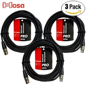 3-PACK Hosa HXX-030 30FT XLR F to XLR M Pro Balanced Interconnect Cable - Picture 1 of 2