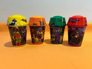 LEGO BATMAN (2017) MCDONALDS CUPS w/LIDS - LOT OF 4 - FAST FOOD PROMO TOYS - Picture 1 of 4