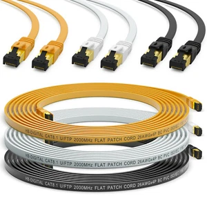 CAT 8.1 8 7 Patchkabel Flachkabel Netzwerkkabel RJ45 DSL LAN Flach Kabel PVC - Afbeelding 1 van 41