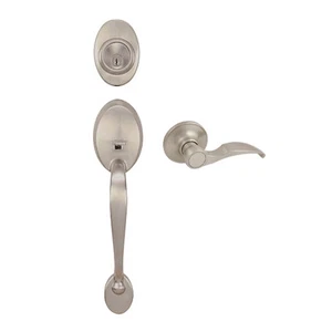 Frankfort Satin Nickel Entry Handleset with Sedona Door Lever - Picture 1 of 1