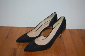 JCrew $218 Lucie Suede Pumps Sz 6 Black Heels G8128 - Picture 1 of 4