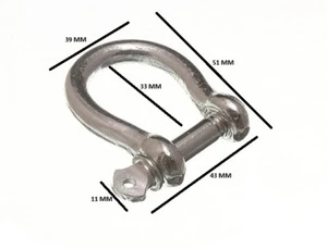 Bow Shackle And Pin Wire Rope Fastener 8mm 5/16 BZP Pack Size 4 - Picture 1 of 1
