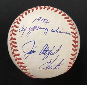Jim Catfish Hunter Signed Baseball Bob Brown HOF Auto 1974 Cy Young Inscrip JSA - Picture 1 of 7