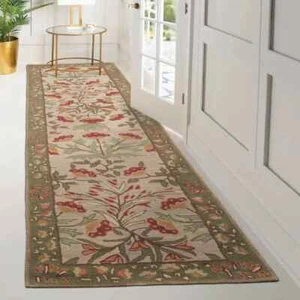 Hand-Tufted Wool Area Runner Botanical Authentic Floral Design - Picture 1 of 10