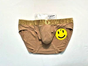 Andrew Christian Gr. L Modal/Rayon Slip - hellbraun/gold - geräumiges Etui - Bild 1 von 11
