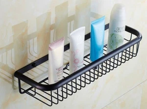 Oil Rubbed Black Bronze Bathroom Wall Mount Shower Basket Shelves Caddy Storage  - Picture 1 of 6