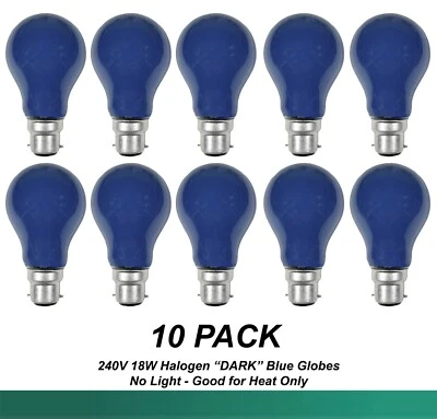 10 x 18W Halogen DARK Light Globes Bulbs Lamps B22 Bayonet - GOOD FOR HEAT ONLY - Image 1 of 3