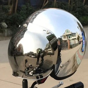 DOT Motorcycle Helmet 3/4 Open Face w/ Bubble Shield Chrome Silver S/M/L/XL/XXL - Picture 1 of 12