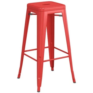 30'' High Backless Red Metal Restaurant Barstool For Indoor or Outdoor Use - Picture 1 of 6