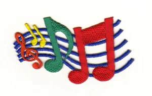 aa04★Musik Noten Linien Schlüssel Aufnäher aufbügeln Bügelbild Patch 7,4 x 5 cm - Bild 1 von 1