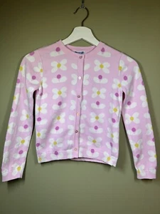 Jacadi Cardigan Big Flowers Pink Made In France Girls Size 10 - Picture 1 of 7