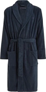 Tommy Hilfiger Mens Navy Heavy Cotton Plush Classic  Shawl-Style Bathrobe Sz. XL - Picture 1 of 21