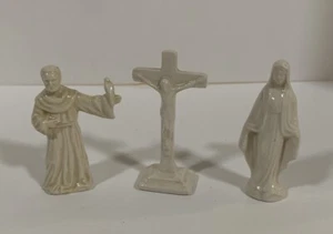 Konvolut 3 Miniatur Porzellan Kruzifix, Maria & Josef Figuren - Bild 1 von 5