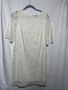 Lauren Ralph Lauren Off White Spitzenkleid Gr. 12 Petite Kurzarm EUC Q26 - Bild 1 von 4