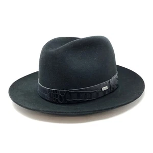 Dobbs Steve Harvey Collection Black Gator Fedora Hat Size 7 1/8 Wool Felt - Picture 1 of 9