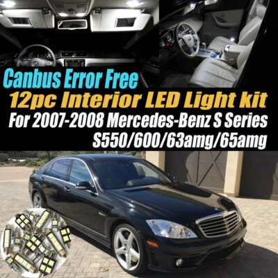 Kit de 12 luces LED interiores blancas sin errores para Mercedes-Benz Serie S 2007-08 Foto 1 de 4