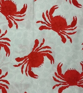 Crab Fabric 1.5 Yards 36" x 54" Blue Red Crabs Joann Fabric Hudson Ohio Nautical - Picture 1 of 13
