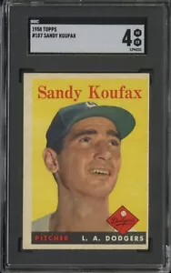 1958 Topps Sandy Koufax SGC 4 VG-EX #187 Dodgers - Picture 1 of 2