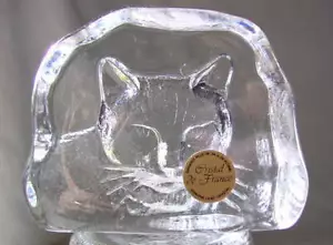 Schöner französischer Kristall KATZENKÄTZCHEN Cristal d'Arques Kunstglas Briefbeschwerer NEU - Bild 1 von 1