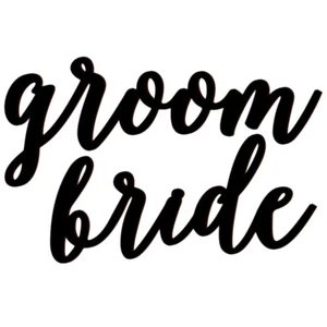 1 Set Hochzeit Holz Ornamente Braut und Bräutigam Hangsschilder Stuhl - Imagen 1 de 14