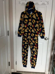 The Children's Place Boy's One Piece Fleece Hooded Pajamas Food Theme Size XL 14 - Picture 1 of 4