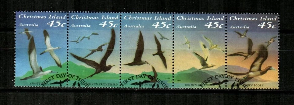 CHRISTMAS ISLAND Scott's 349 (5v) Seabirds F/VF Tira Usada (1993) Foto 1 de 1