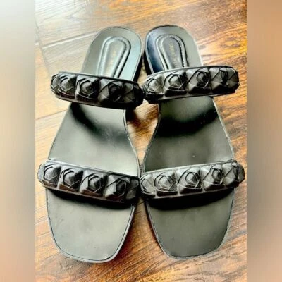 Stuart Weitzman Rosita черный резиновый два ремня сандалии туфли на плоской подошве размер 8 8,5 - Изображение 1 из 4