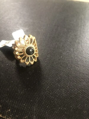 Lia Sophia Kabliom Matte Gold Black Stone  Size 5 Ring - Image 1 of 4