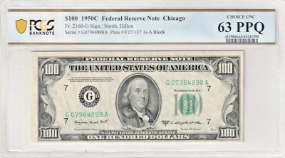 1950C $100 Federal Reserve Note FR# 2160-G MS-63 PPQ PCGS Banknote Certified - Image 1 of 2