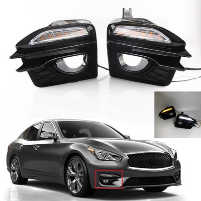 1 par de cubiertas de luces antiniebla delanteras con kit de lámpara de señal de giro para INFINITI Q70L 2015-2019 Foto 1 de 4