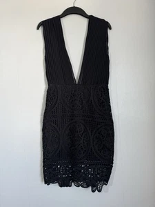 Danity Paris Black Embroidered Crochet Open Back Dress Size Small - Picture 1 of 18