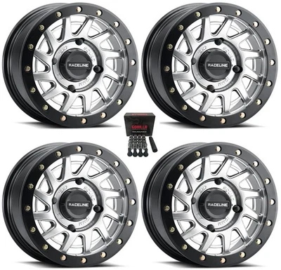 Raceline Squad Beadlock 15" Wheels/Rims Silver +38mm Polaris RZR Turbo S /RS1(4) - Image 1 of 3