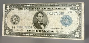 1914 NEW YORK DISTRICT ~ $5 BLUE SEAL ~ FEDERAL RESERVE NOTE - Picture 1 of 3