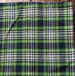 Vintage 60er Jahre Stoff Karo Wolle 56x3,25 Yd grün weiß blau Tartan Nähmaterial - Bild 1 von 11