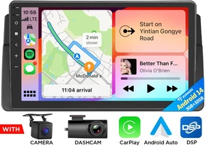 CAM+DVR+Android 14 Auto Car Play Stereo Sat Nav DSP For BMW 3 Series E46 320 330 - Picture 1 of 22
