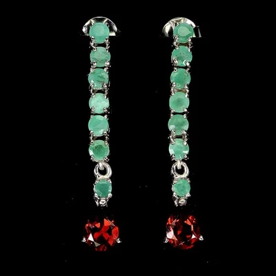 Pendientes de plata esterlina Black Friday pera rodolita granate esmeralda gema joyería Foto 1 de 4