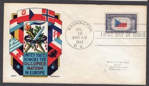 1943 überlaufene Länder Tschechoslowien (910) - Staehle KÖNIGE G/P WDC FDC TB412 - Bild 1 von 1
