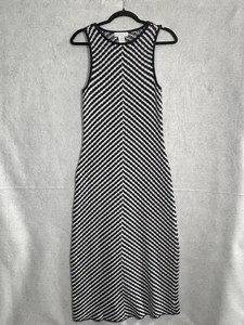 HOUSE OF HARLOW 1960 Women Knit Maxi Dress Sleeveless Sz L Blue White 94-22 - Picture 1 of 11