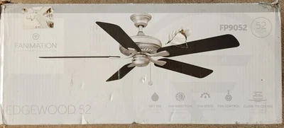 Fanimation Edgewood V2 52" Indoor/Outdoor 5 Blade Ceiling Fan ALL BLACK FP9052BL - Image 1 of 2