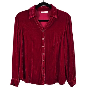 Coldwater Creek Samt Bluse Damen MP rot Knopfleiste feminin romantisch Boho - Bild 1 von 9