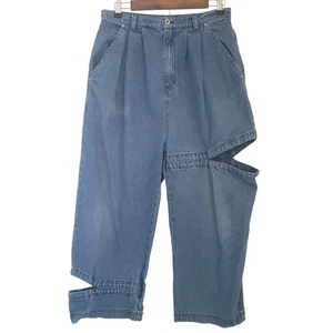 Perks And Mini P.A.M. Bribri BRI BRI Jeans Unisex Sz M Baggy Pleated Drop Crotch - Picture 1 of 23