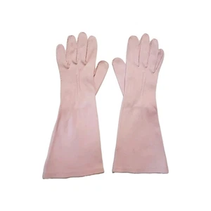 Pink Vintage Wear Right Nuplex Suede Cotton 13" Gloves Made In USA Size 7 1/2 - Picture 1 of 5