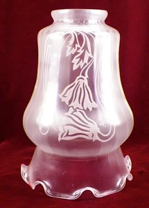 Art Deco Lamp Shade Frosted Glass Etched Flowers Ruffled Unusual Shape #56 - Picture 1 of 8