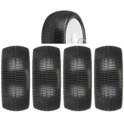 Pro-Line Hole Shot 4.0" S3 Soft Off-Road 1:8 Truck Tires Mounted Whte Wheels (4) - Image 1 of 3