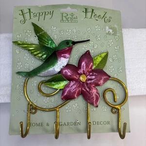Ganchos de jardín de flores y colibríes de colección para llaves, ropa, sombreros, metal NUEVO - Imagen 1 de 3