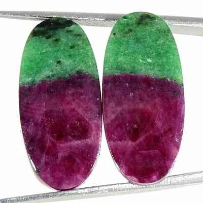 30,30 quilates rubí natural en zoisita par ovalado cabujón piedras preciosas sueltas 11x24x4 mm Foto 1 de 4
