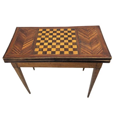Table à jeu d'échecs marquetée d'époque Louis XVI - Photo 1/4