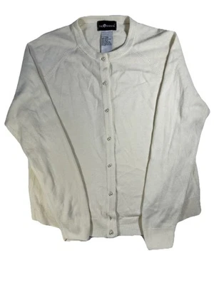 Cárdigan Sag Harbor Knits amarillo manga larga talla PL Foto 1 de 4