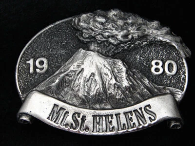 RC05127 VINTAGE 1980 **MT. ST. HELENS** HEBILLA DE CINTURÓN CONMEMORATIVA DE PELTRE Foto 1 de 2