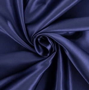 Navy Blue 100% PURE SILK CHARMEUSE FABRIC 44" Wide - Picture 1 of 1